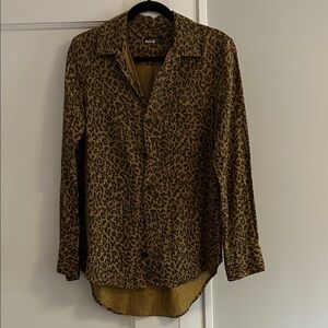 Zara Brown Leopard Print Button Down Shirt